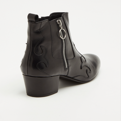 MESA bottines à talon en cuir noir