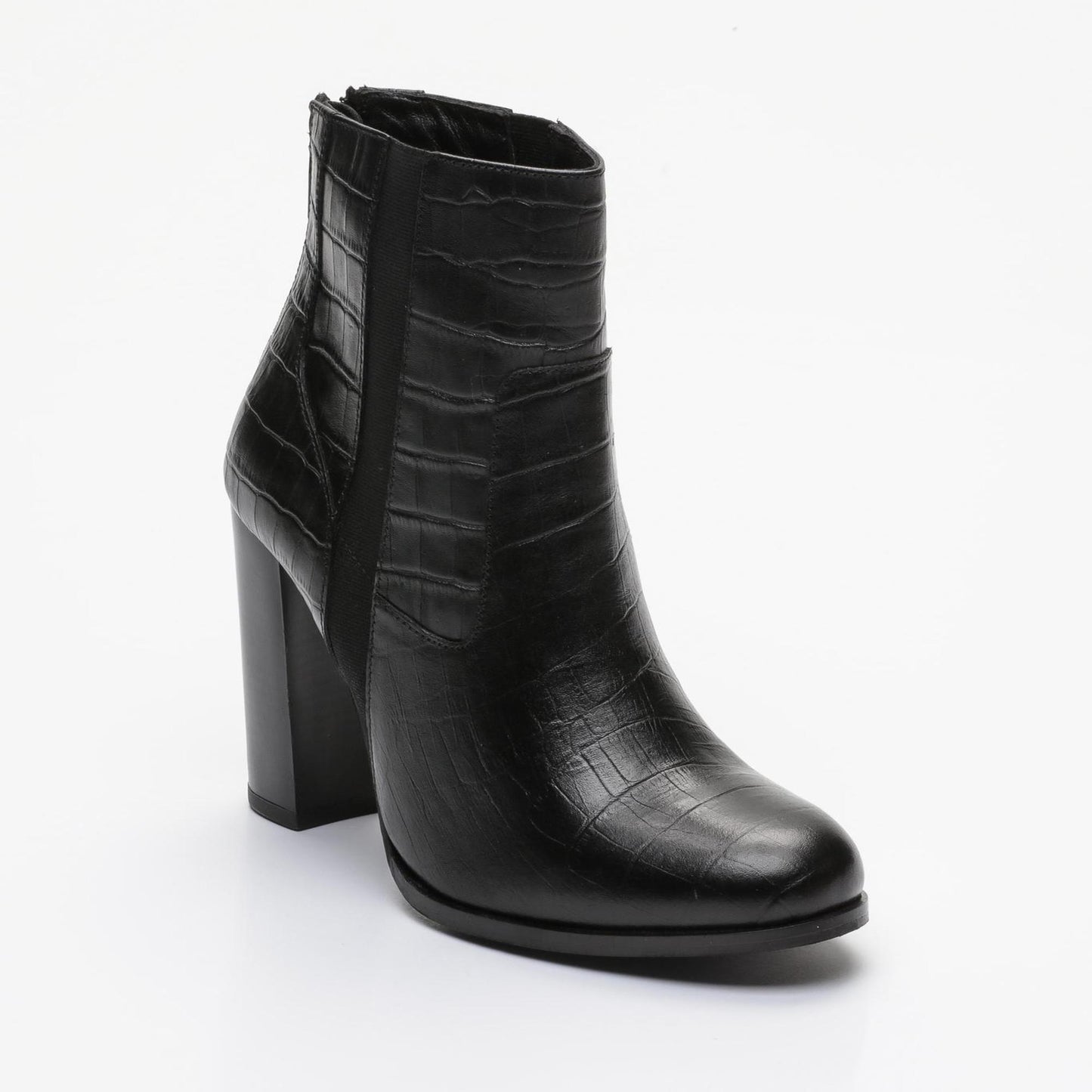 NADURIAL  bottines à talon en cuir noir