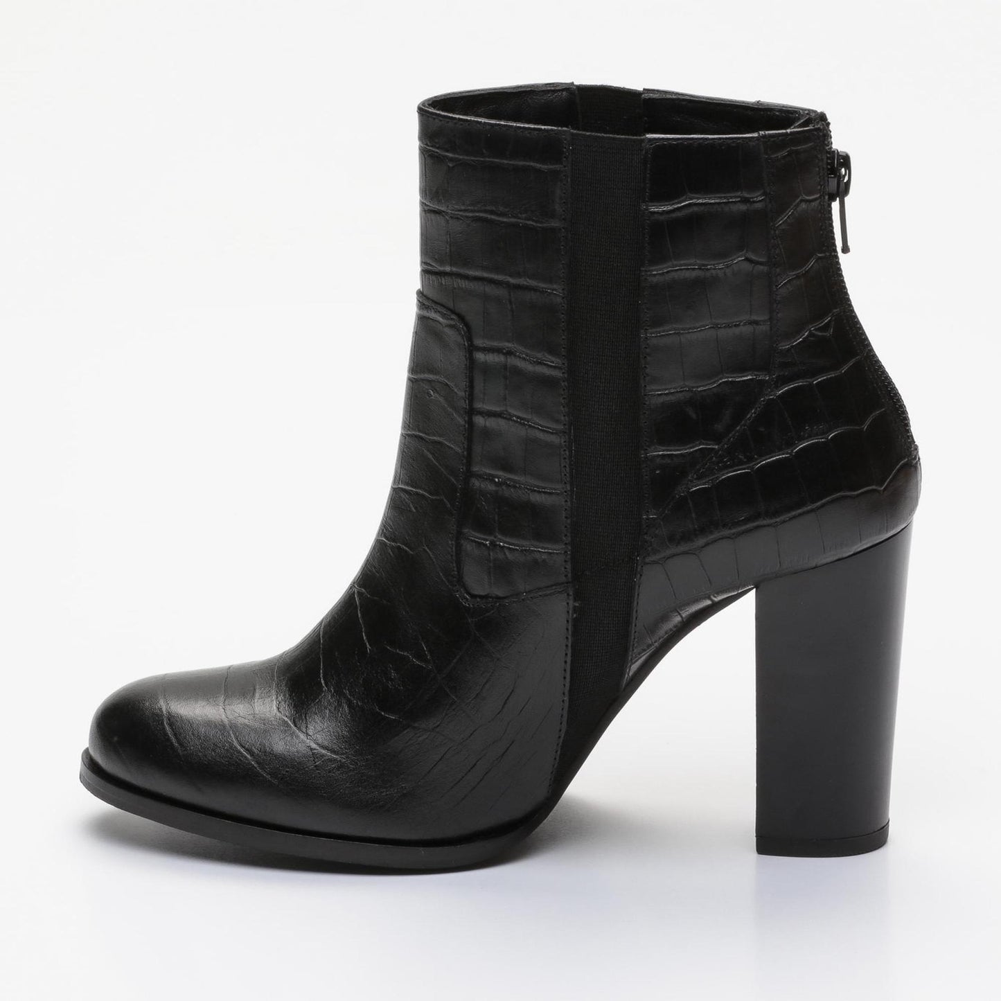 NADURIAL  bottines à talon en cuir noir