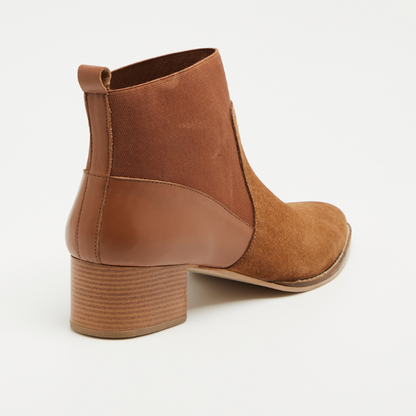 NIVALA bottines à talon en cuir camel