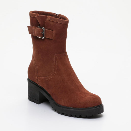 NOUR bottines à talon en cuir tabac