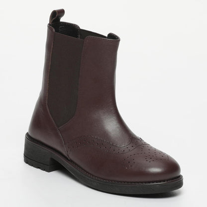 OIA bottines à talon en cuir bordeaux