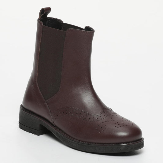 OIA bottines à talon en cuir bordeaux