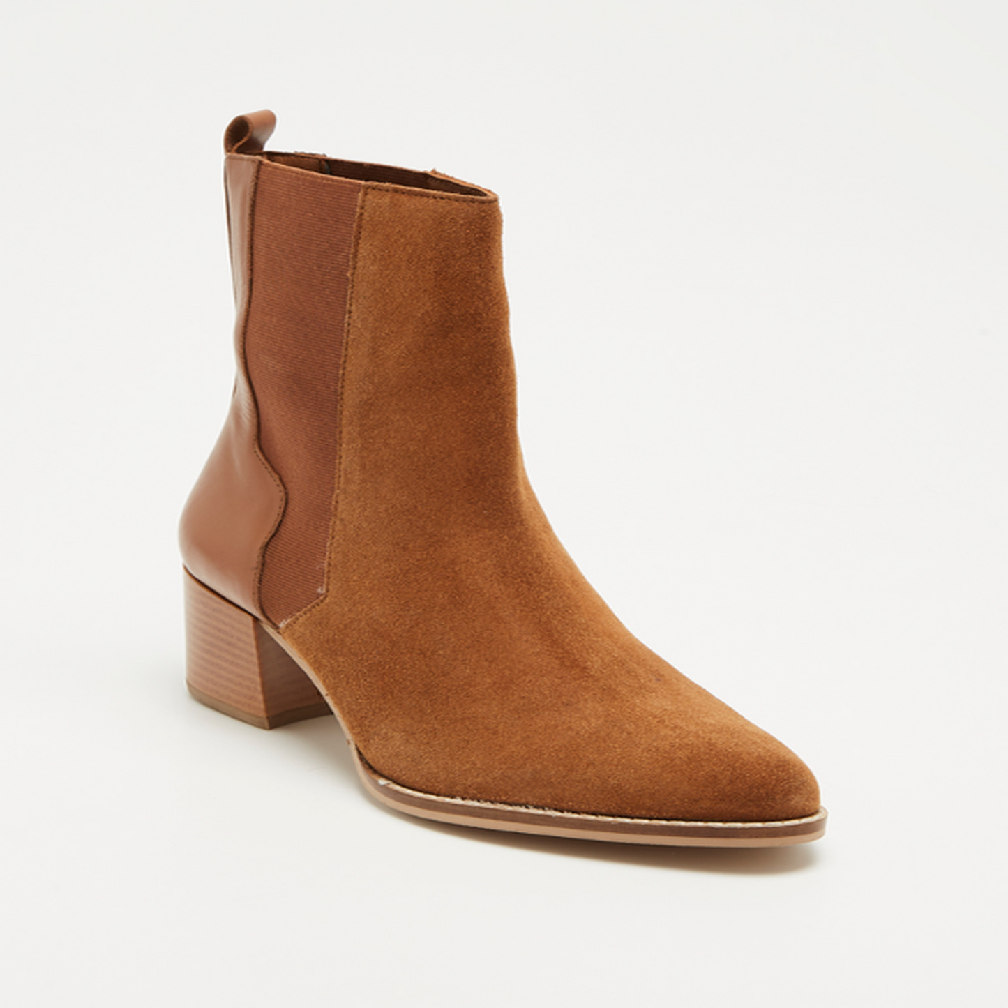 OTTA bottines à talon en cuir camel