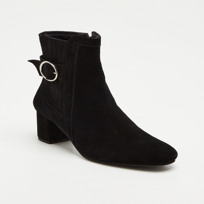 PEORIA bottines à talon en cuir noir