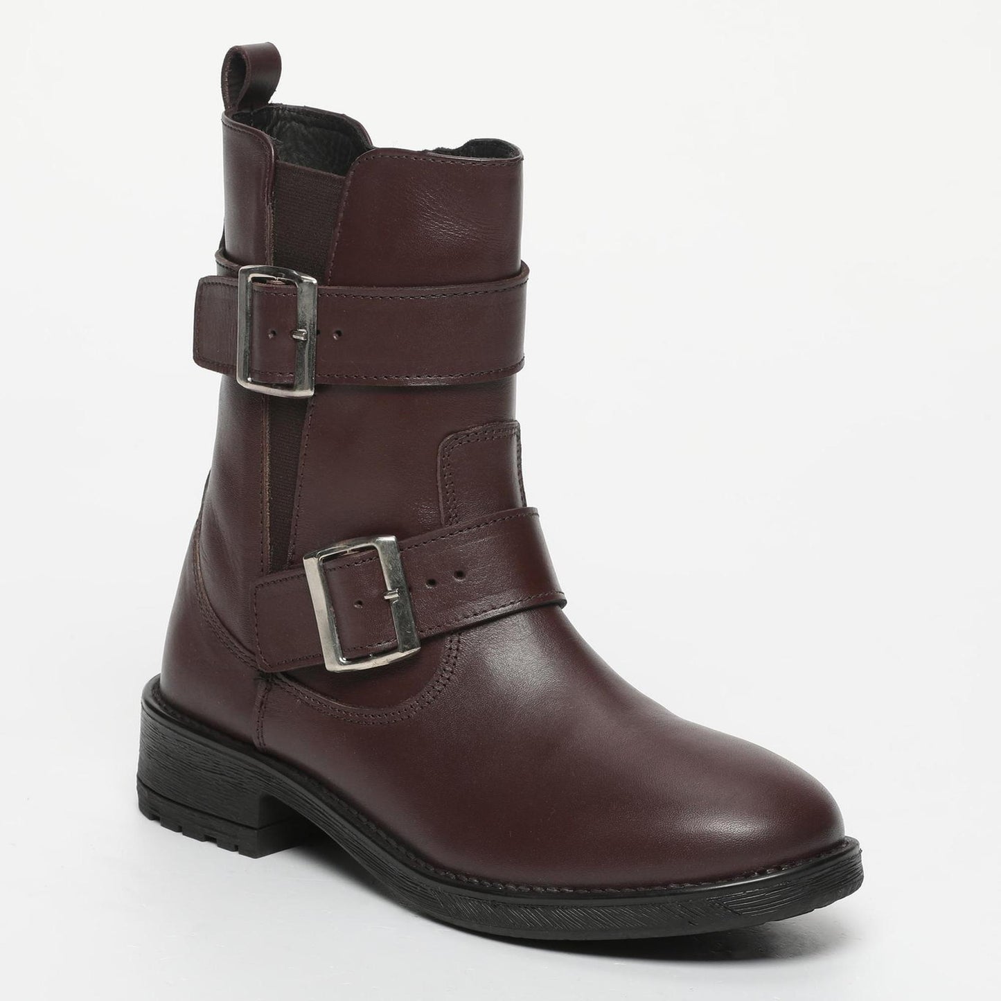 PERAMA bottines à talon en cuir bordeaux