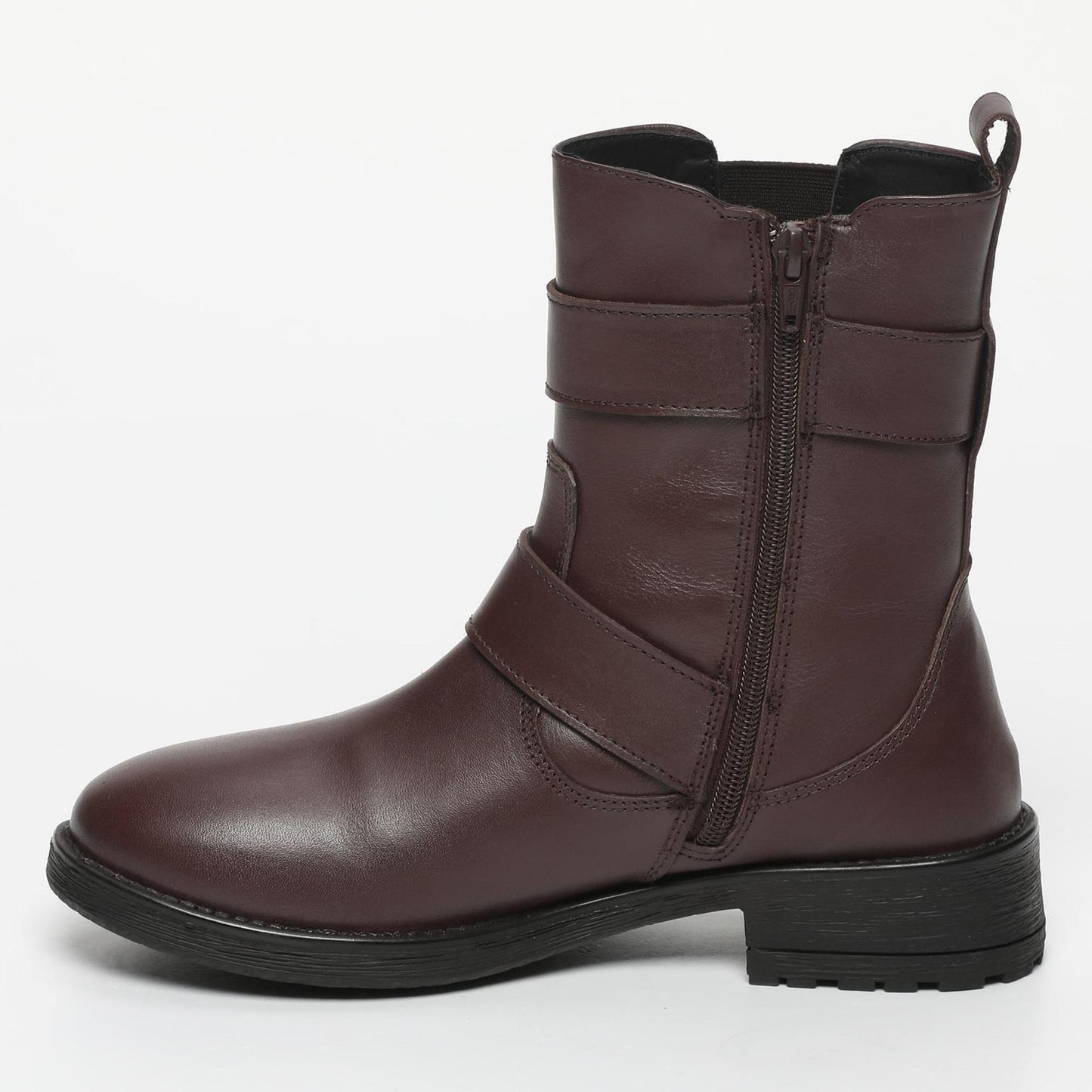 PERAMA bottines à talon en cuir bordeaux