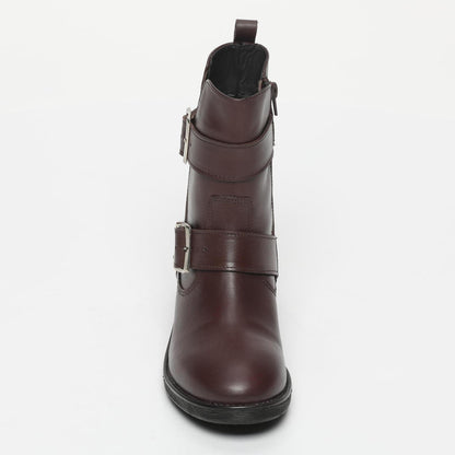 PERAMA bottines à talon en cuir bordeaux