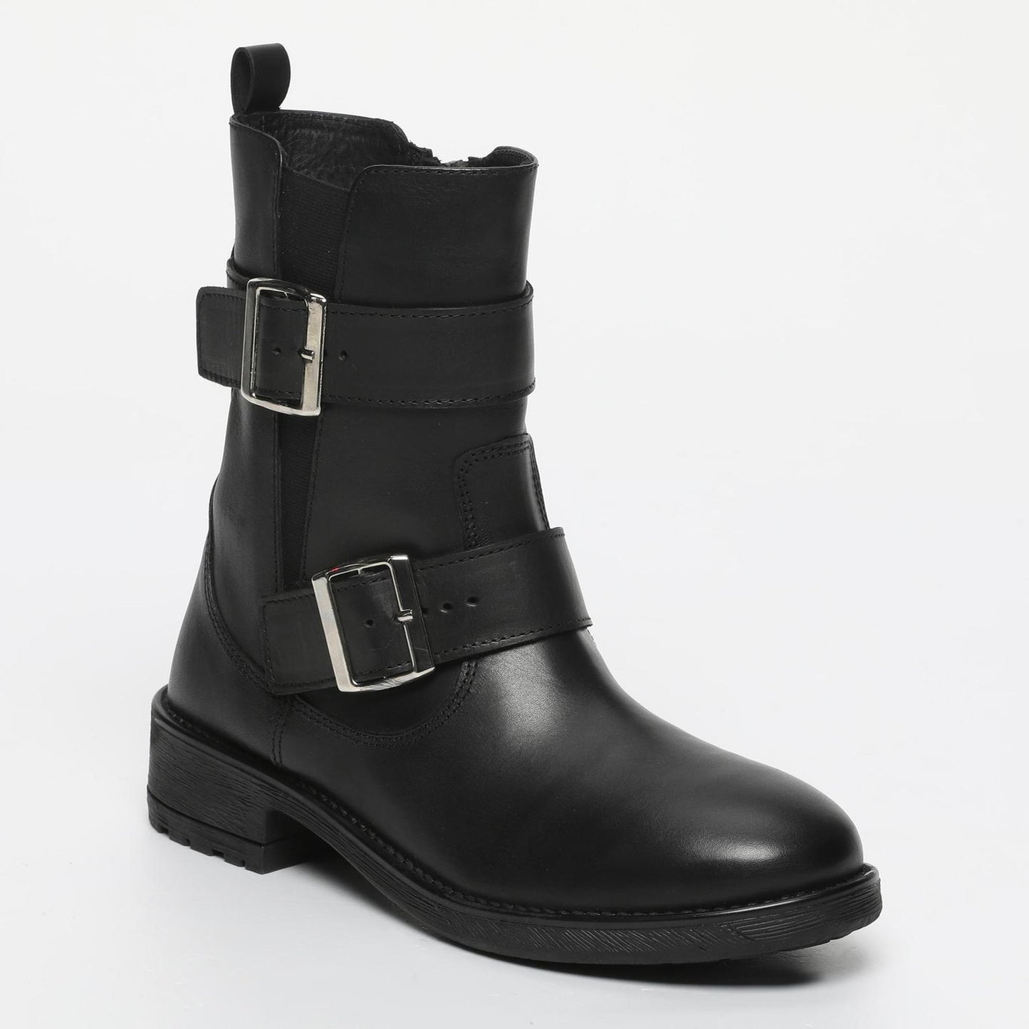 PERAMA bottines à talon en cuir noir