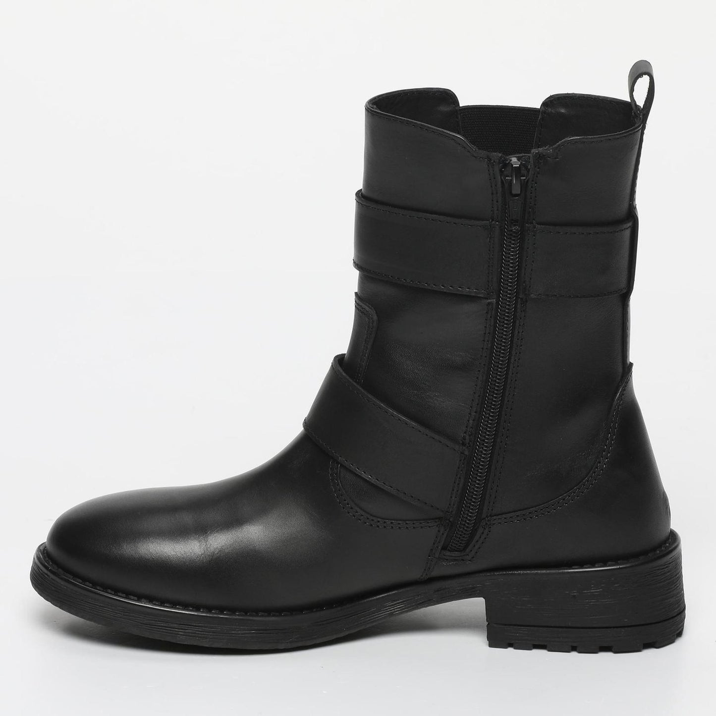 PERAMA bottines à talon en cuir noir