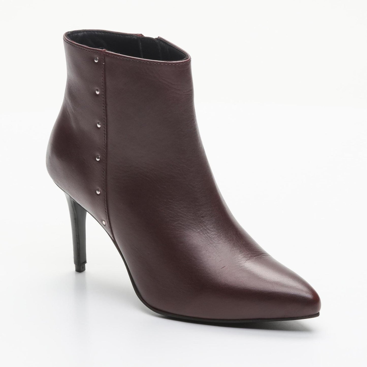 PERLANA bottines à talon en cuir bordeaux