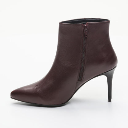 PERLANA bottines à talon en cuir bordeaux