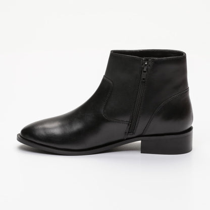 POLK bottines à talon en cuir noir