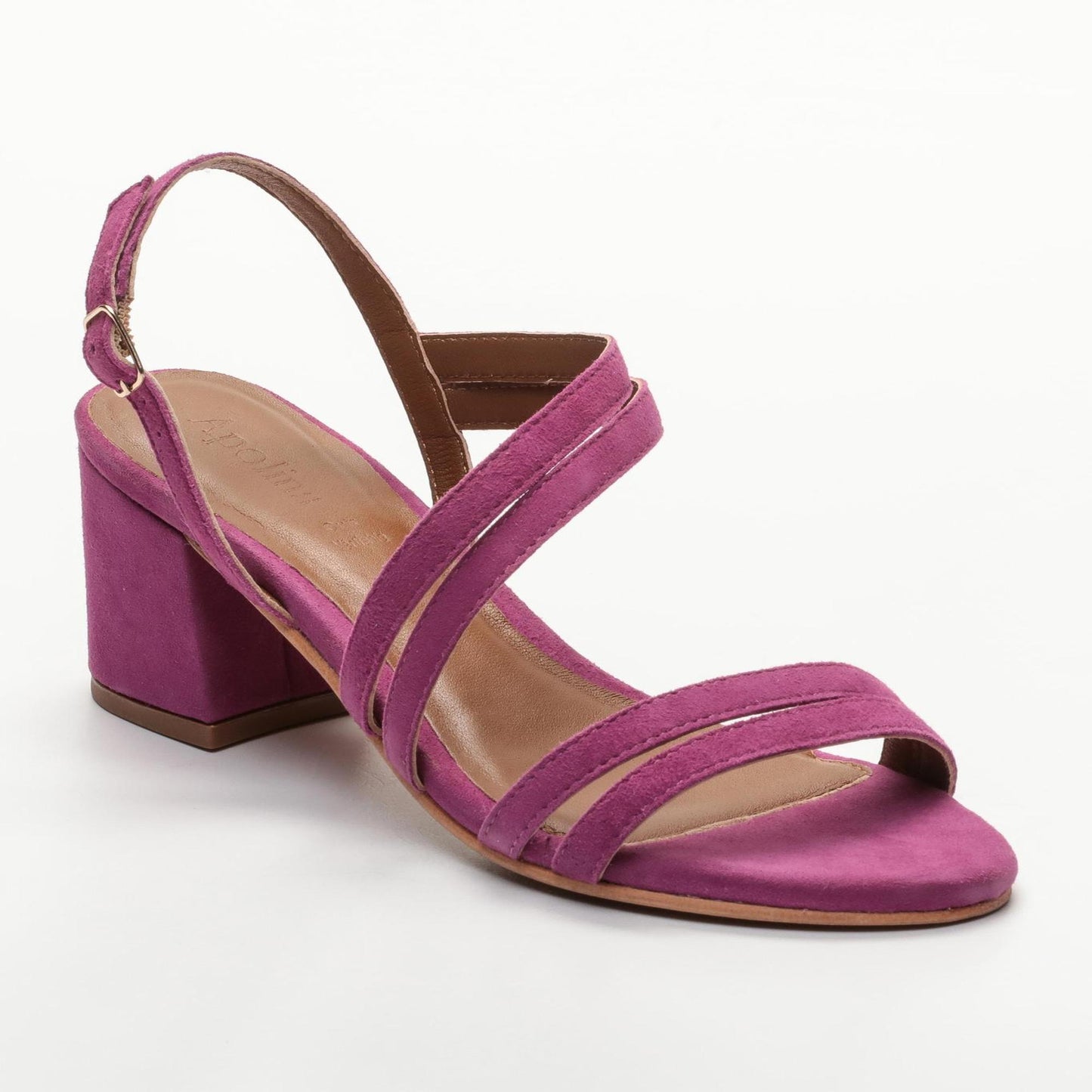 REETA sandales à talon en cuir violet foncé