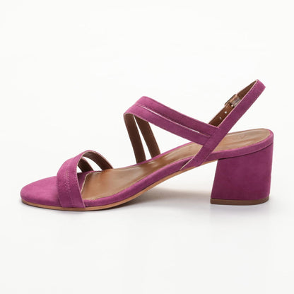 REETA sandales à talon en cuir violet foncé