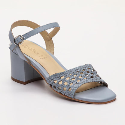 ROMANE sandales à talon en cuir bleu clair