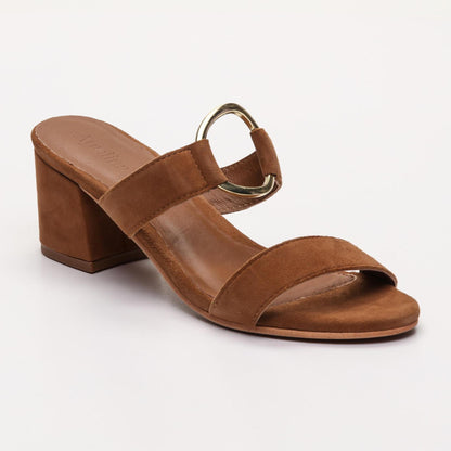 ROSY mules à talon en cuir camel