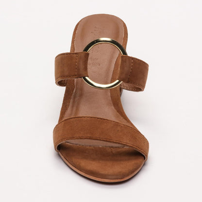 ROSY mules à talon en cuir camel