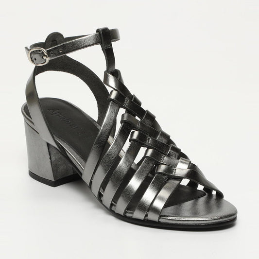 SAHANA sandales à talon en cuir pewter