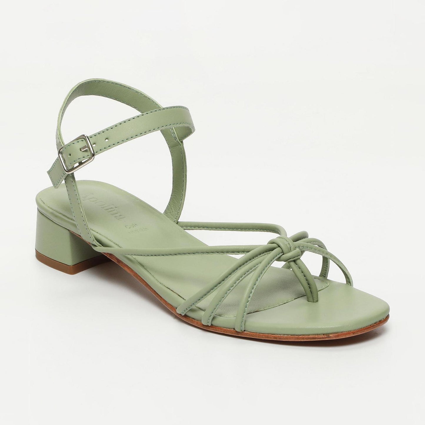 SARIAH sandales à talon en cuir vert clair