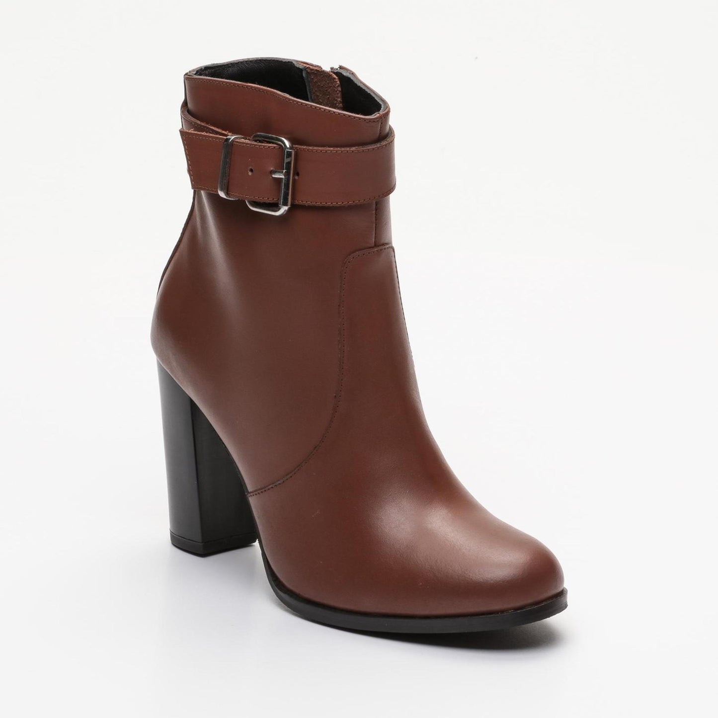 SIXTINE bottines à talon en cuir cognac