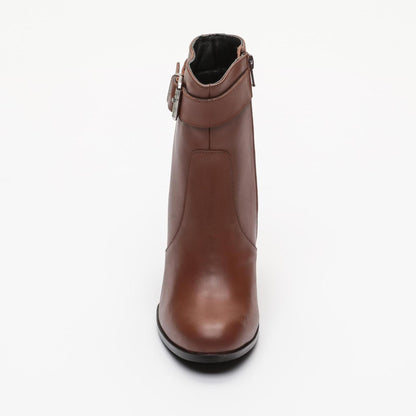 SIXTINE bottines à talon en cuir cognac