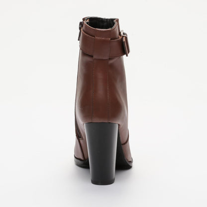 SIXTINE bottines à talon en cuir cognac