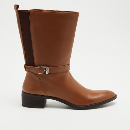 SOLINE bottines à talon en cuir camel