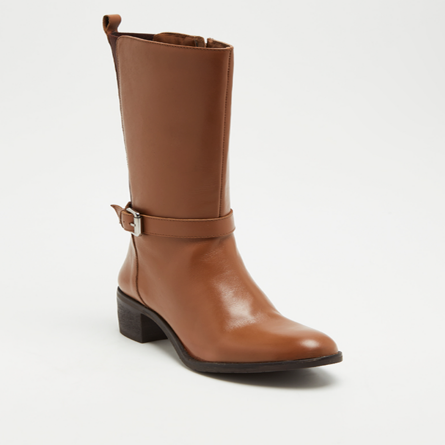 SOLINE bottines à talon en cuir camel