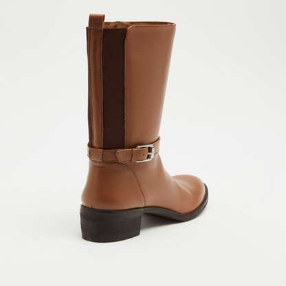 SOLINE bottines à talon en cuir camel