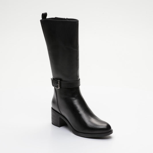 SOLINE bottines à talon en cuir noir