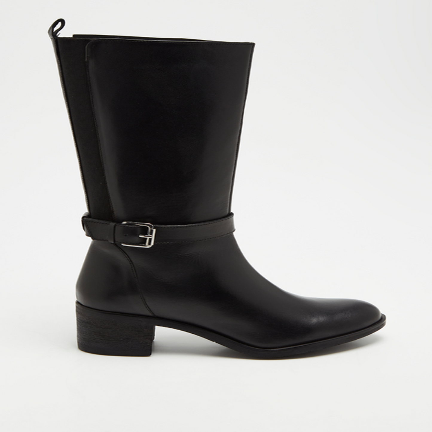 SOLINE bottines à talon en cuir noir