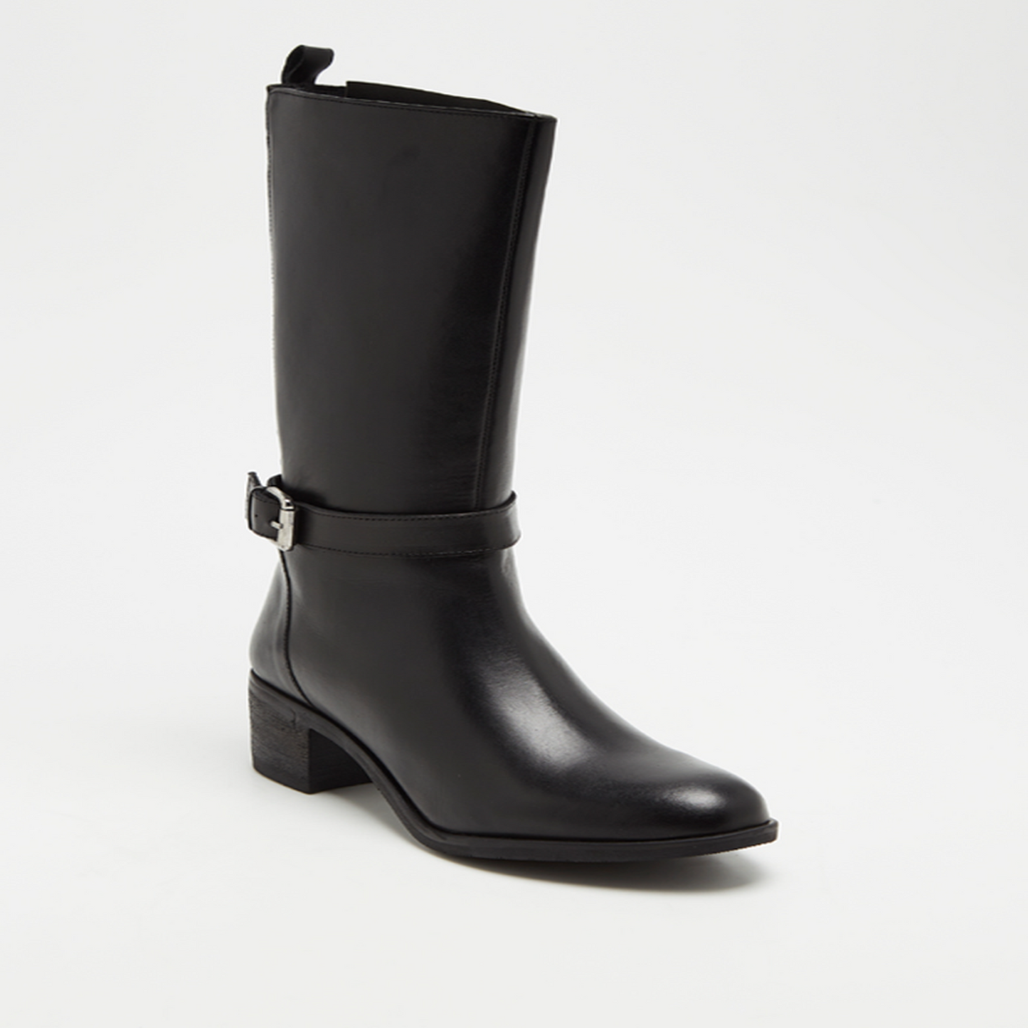 SOLINE bottines à talon en cuir noir