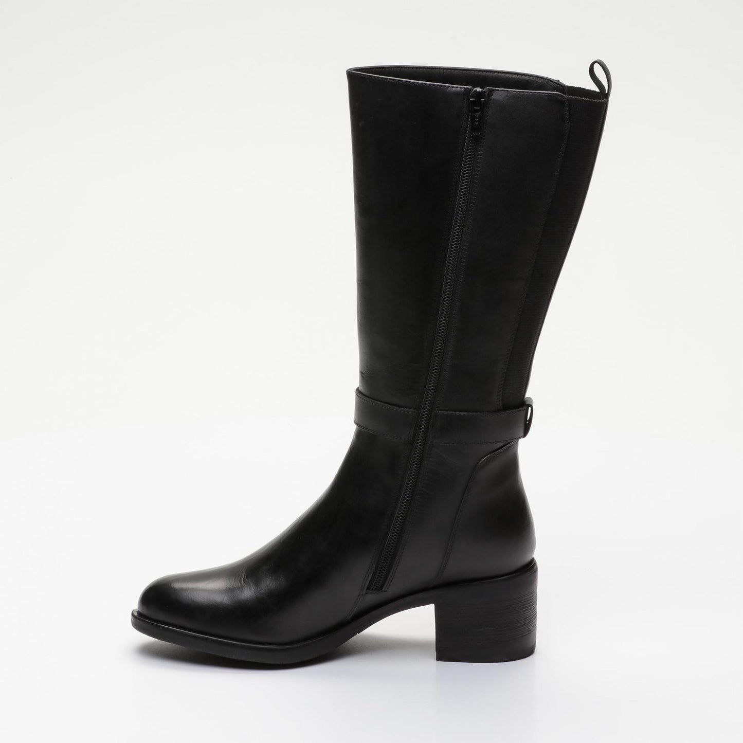 SOLINE bottines à talon en cuir noir