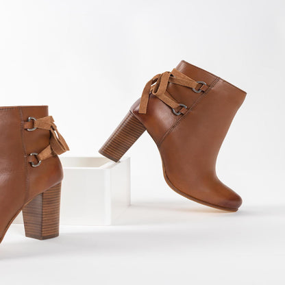 STOCKTON bottines à talon en cuir camel