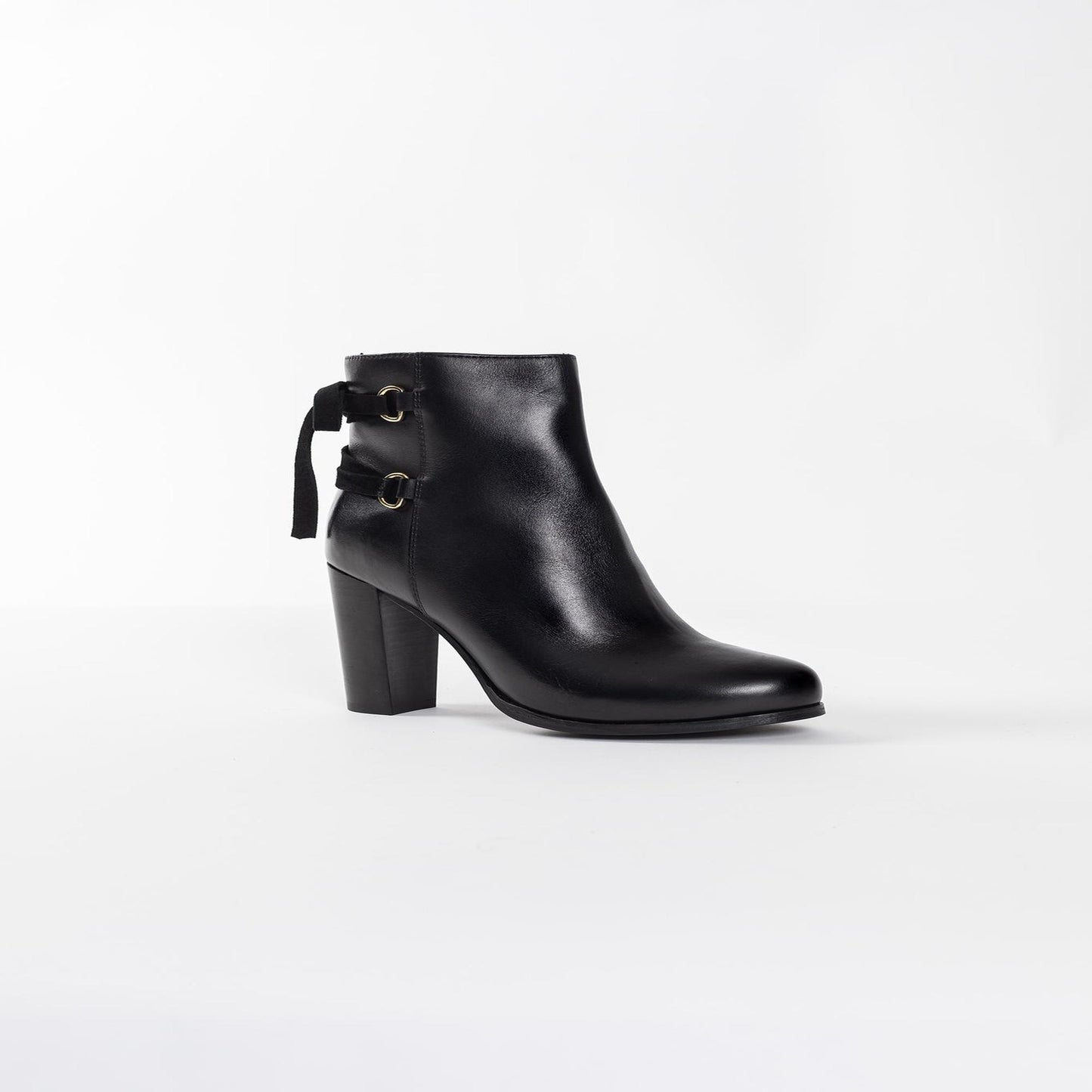 STOCKTON bottines à talon en cuir noir