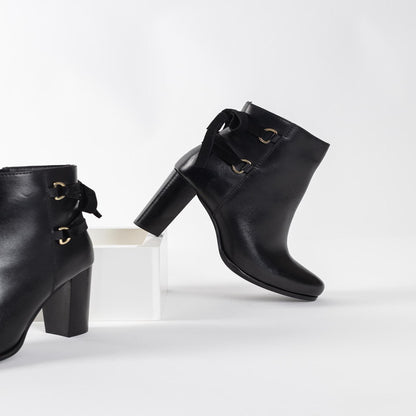 STOCKTON bottines à talon en cuir noir