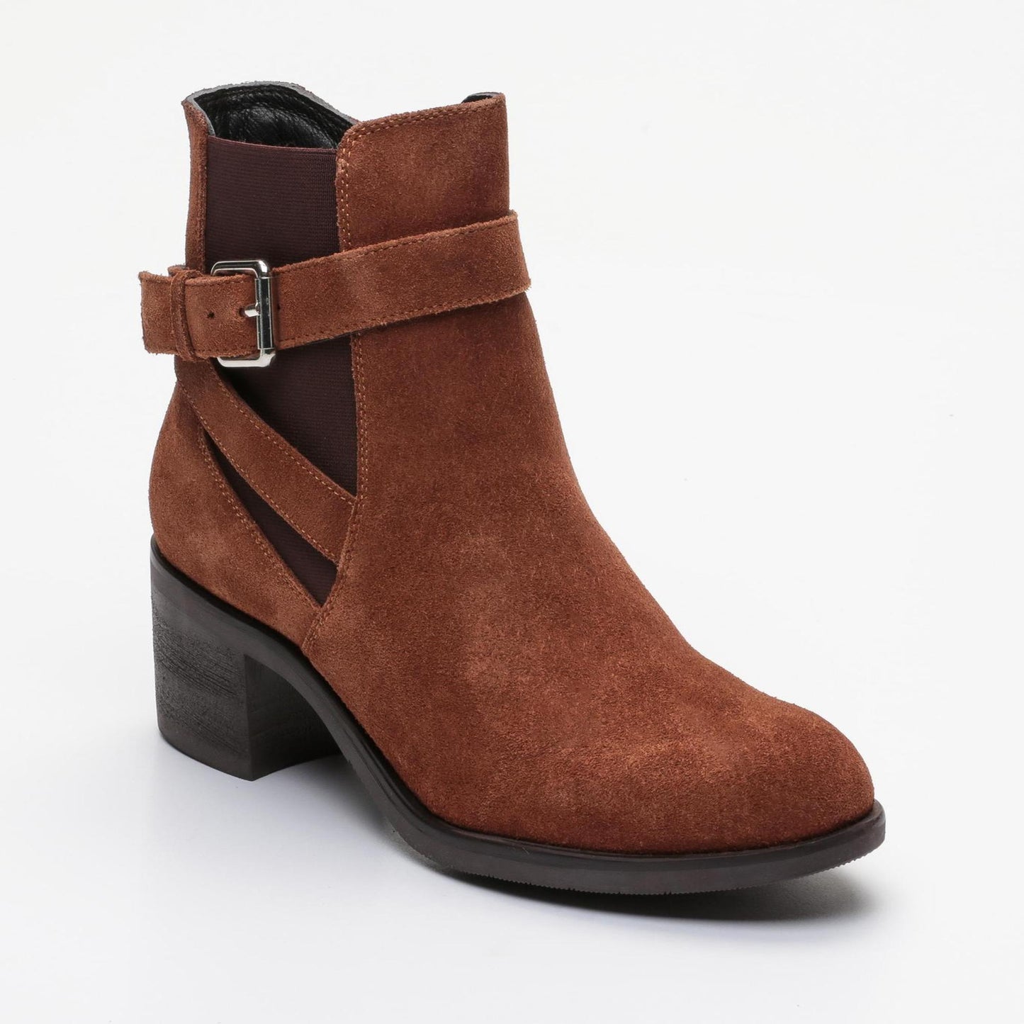 ZELIE bottines à talon en cuir tabac