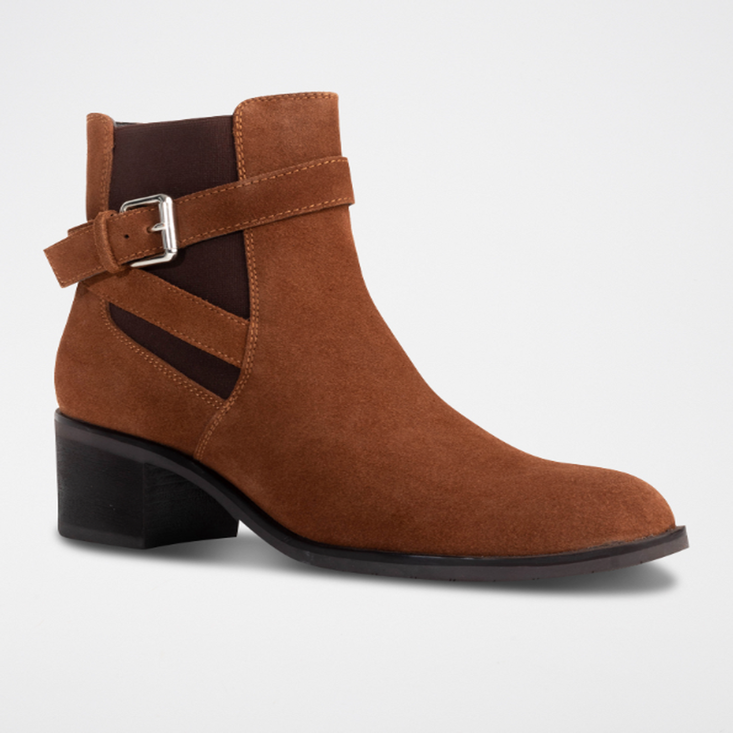 ZELIE bottines à talon en cuir tabac