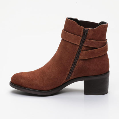 ZELIE bottines à talon en cuir tabac