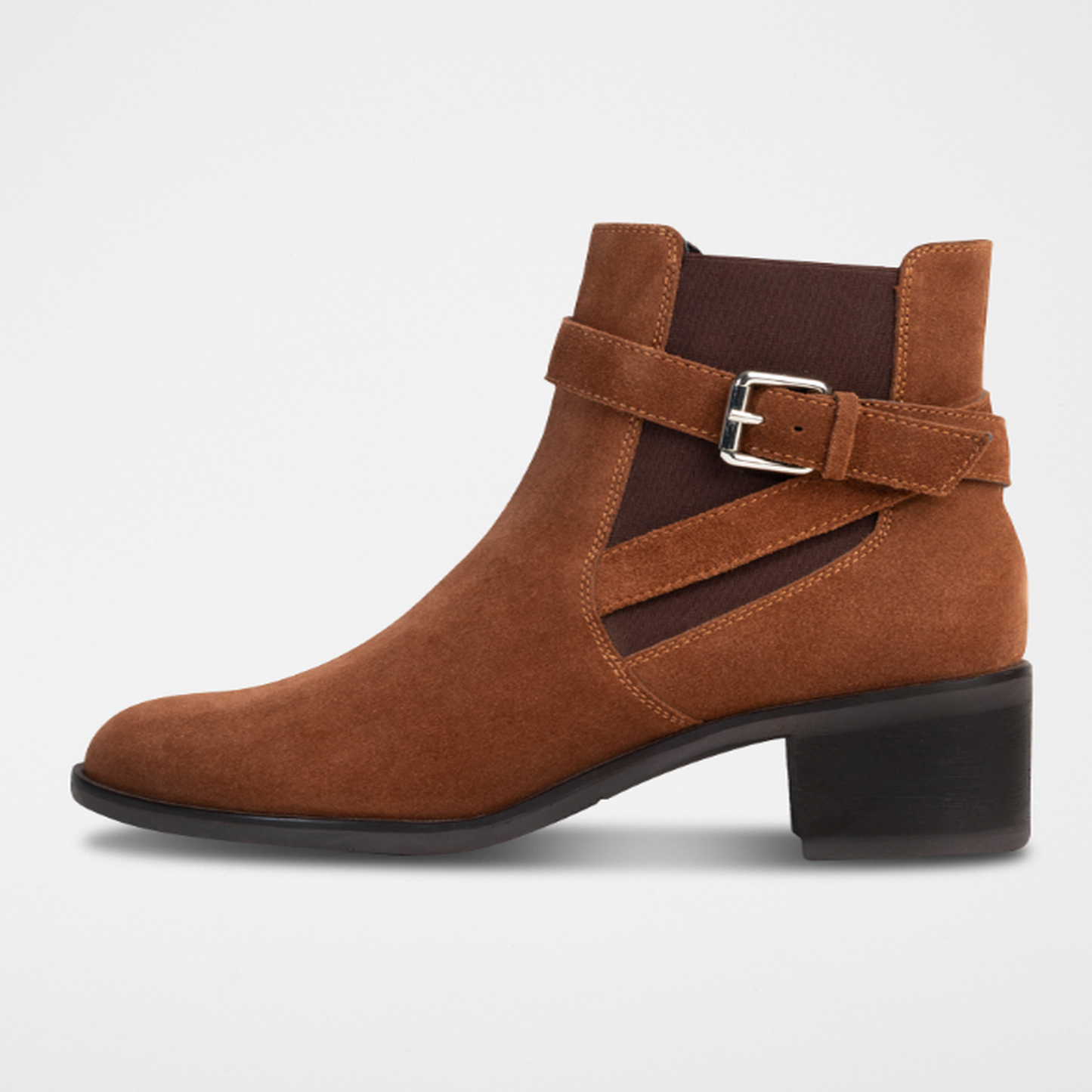 ZELIE bottines à talon en cuir tabac