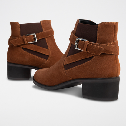 ZELIE bottines à talon en cuir tabac